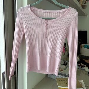 Pink Ribbed Women's Top